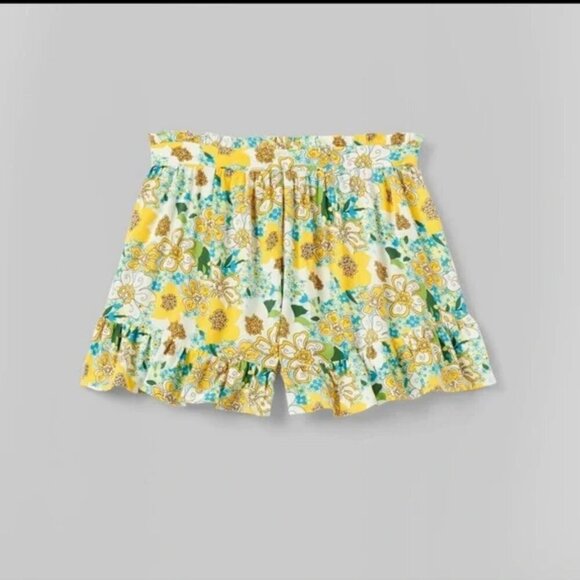 Wild Fable High-Waisted Flutter Shorts Womens Size Small Green Floral Yellow - Picture 2 of 11